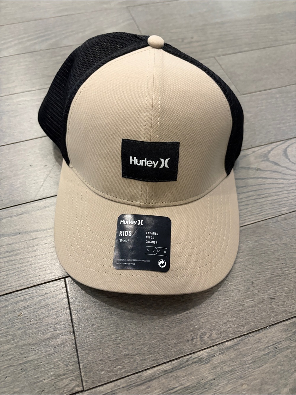 Hurley Kids Beige Front with Black Mesh Trucker Hat